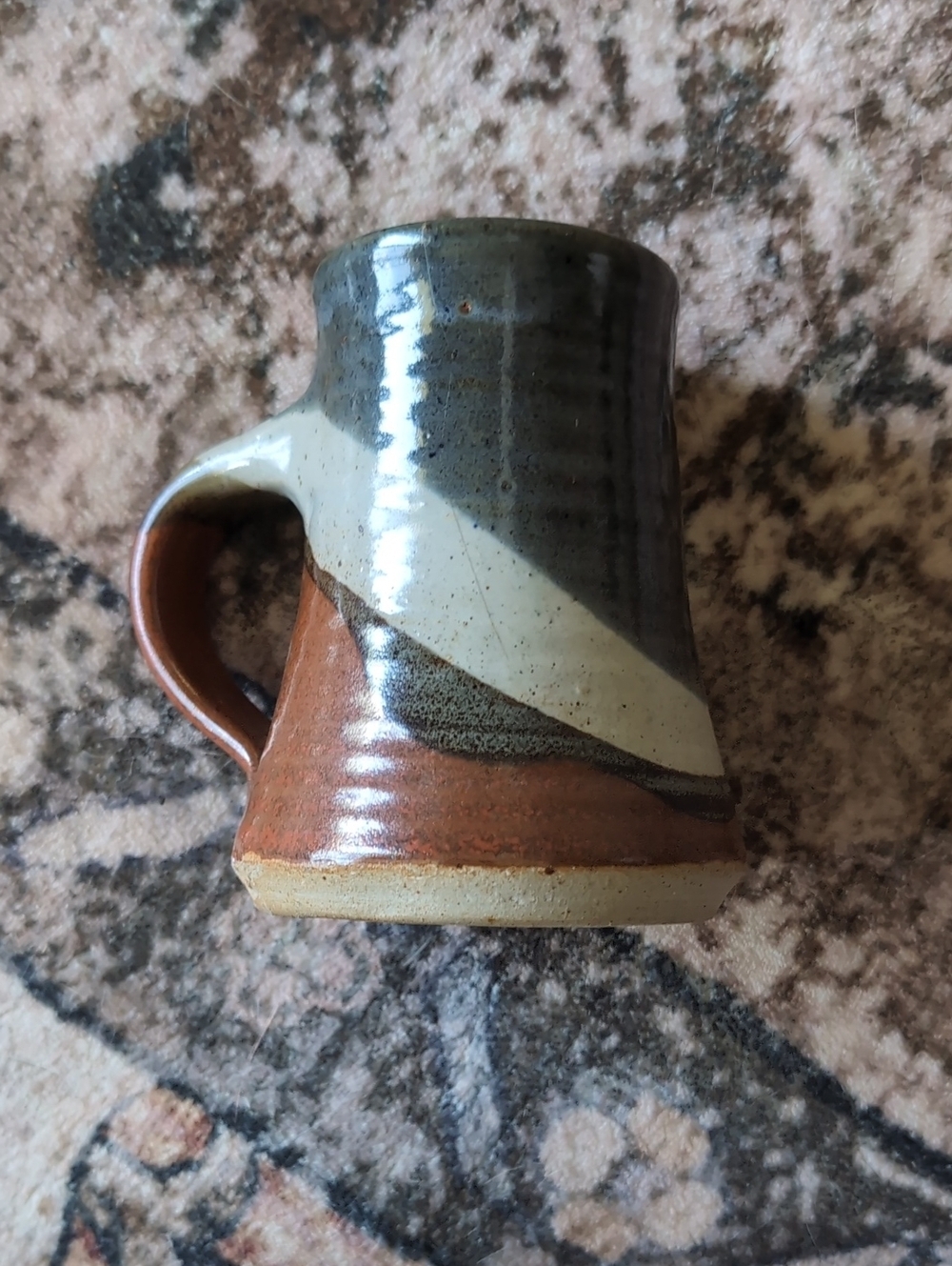 Ceramic Glazed Mug in Brown, Cream & Blue - Picture 8 of 12
